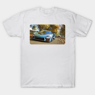 Race McLaren Senna Cartoon Drawing Action Print T-Shirt